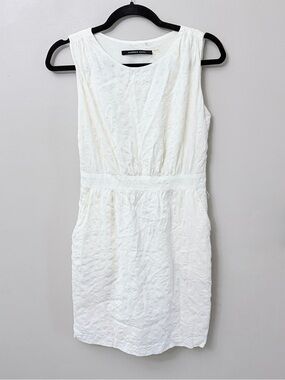 Andrew Marc Cotton Textured Sleeveless Mini Dress Pockets 4